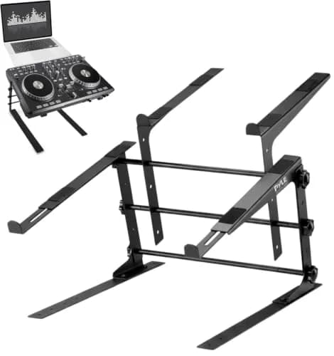 Pyle Portable Dual Laptop Stand - Adjustable Height, Ergonomic & Anti-Slip for DJ Mixer, Sound Equipment & Home Use thumbnail 1
