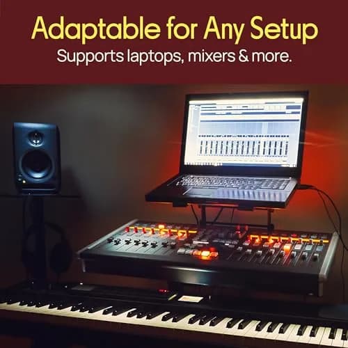 Pyle Portable Dual Laptop Stand - Adjustable Height, Ergonomic & Anti-Slip for DJ Mixer, Sound Equipment & Home Use thumbnail 3