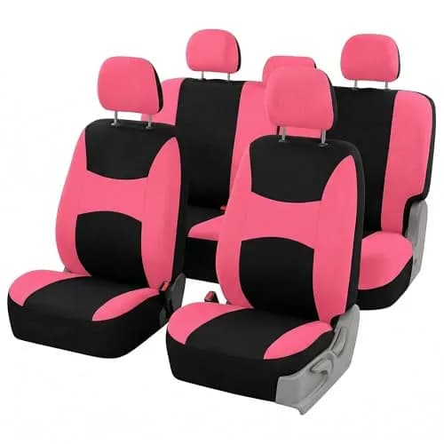 FH Group Car Seat Covers Full Set Cloth - Universal Fit, Airbag Compatible, Washable, Pink | Protect & Style Your Vehicle thumbnail 1