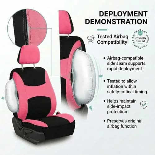 FH Group Car Seat Covers Full Set Cloth - Universal Fit, Airbag Compatible, Washable, Pink | Protect & Style Your Vehicle thumbnail 4