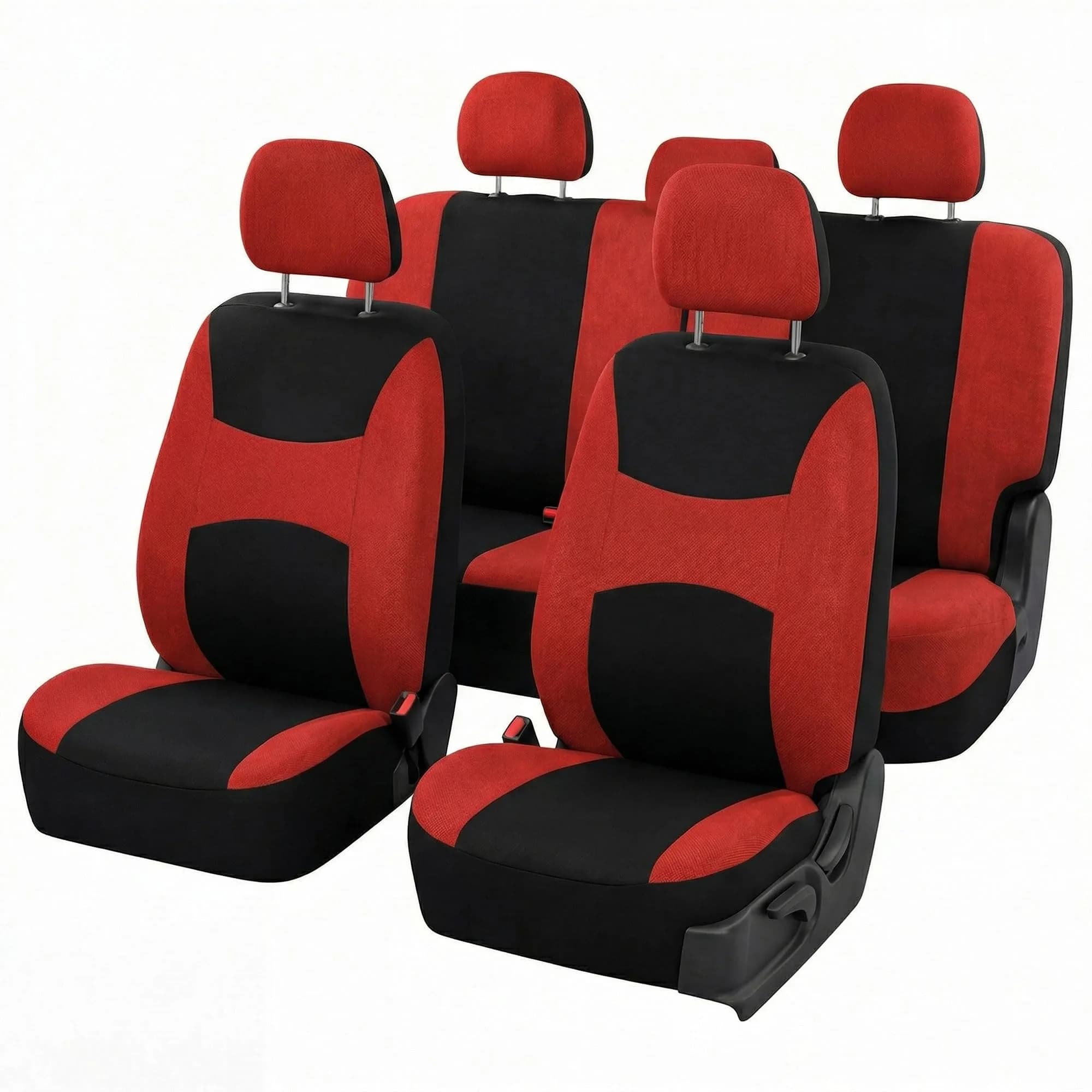 FH Group Car Seat Covers Full Set Cloth - Universal Fit, Airbag Compatible, Washable, Pink | Protect & Style Your Vehicle — Red