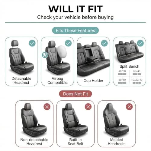 FH Group Car Seat Covers Full Set Cloth - Universal Fit, Washable, Airbag Compatible, Red | Interior Protection & Style thumbnail 2