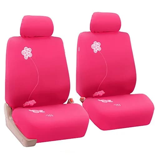 FH Group Front Set Cloth Car Seat Covers - Low Back, Universal Fit, Airbag Compatible, Pink thumbnail 1