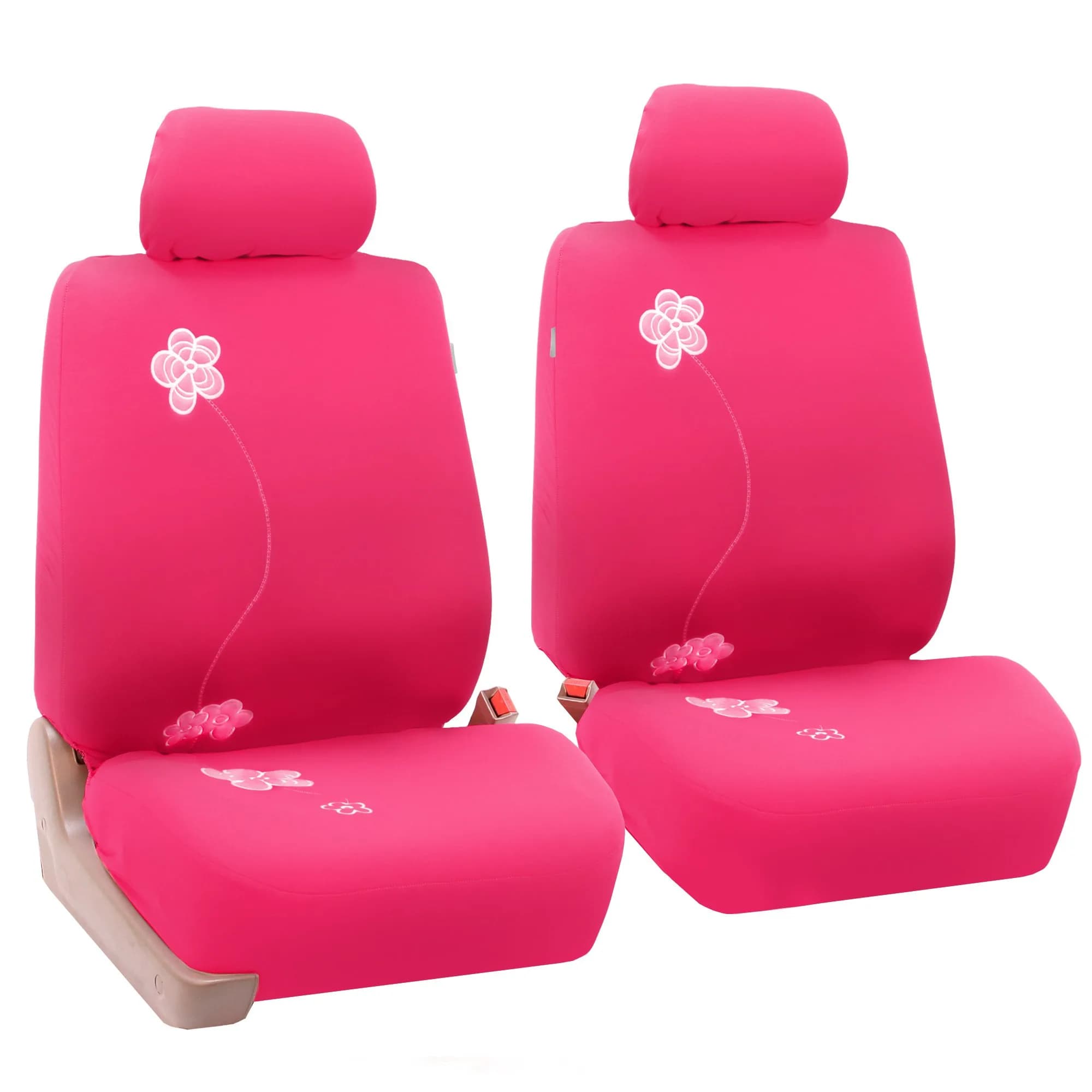 FH Group Front Set Cloth Car Seat Covers - Low Back, Universal Fit, Airbag Compatible, Pink