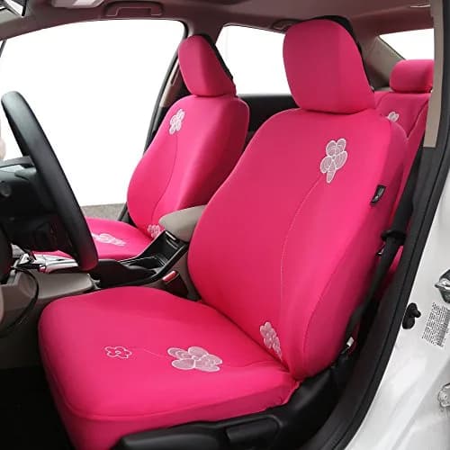 FH Group Front Set Cloth Car Seat Covers - Low Back, Universal Fit, Airbag Compatible, Pink thumbnail 2