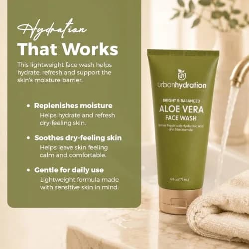 Urban Hydration Bright & Balanced Aloe Vera Leaf Face Wash - 6 Fl Oz | Gentle, Hydrates, Detoxes, Helps with Acne, Suitable for All Skin Types thumbnail 4