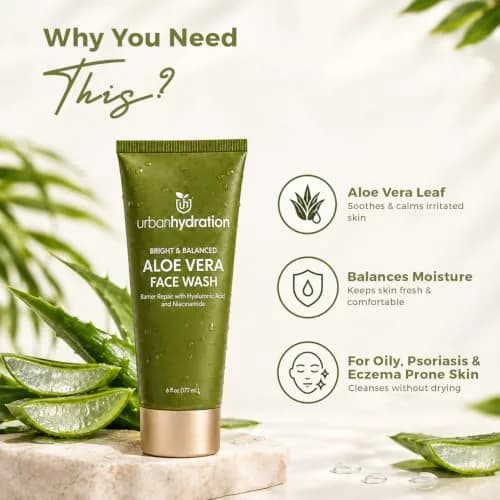 Urban Hydration Bright & Balanced Aloe Vera Leaf Face Wash - 6 Fl Oz | Gentle, Hydrates, Detoxes, Helps with Acne, Suitable for All Skin Types thumbnail 5