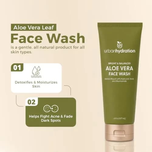 Urban Hydration Bright & Balanced Aloe Vera Leaf Face Wash - 6 Fl Oz | Gentle, Hydrates, Detoxes, Helps with Acne, Suitable for All Skin Types thumbnail 2