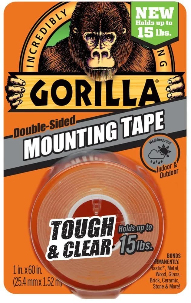 Gorilla Tough & Clear Mounting Tape 1" x 60" (25mm x 1.5m) — 24 Rolls | Bonds to Brick, Concrete, Stone, Glass, Metal, Plastic, Tile, Wood - view 2