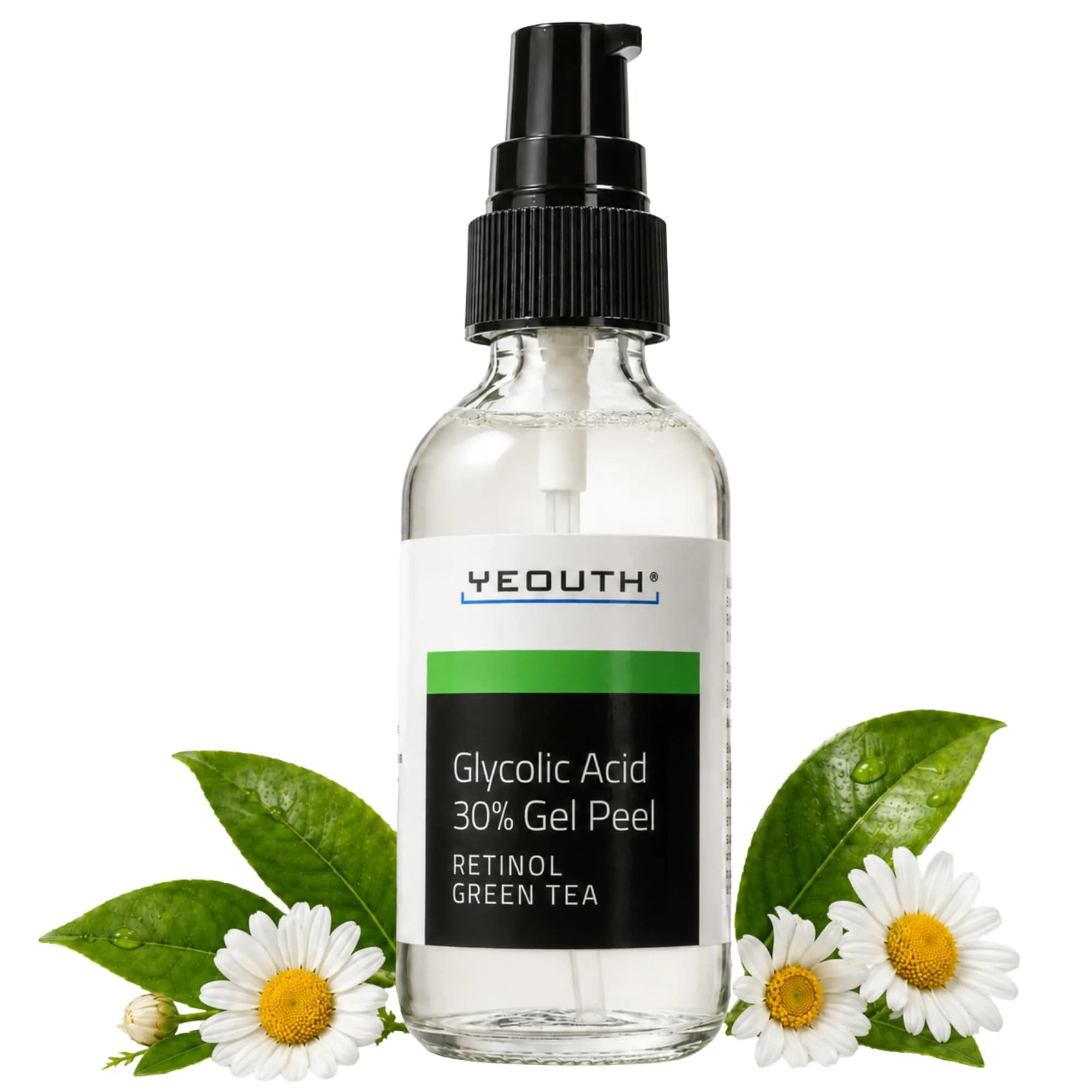 YEOUTH Glycolic Acid Face Peel 30% with Retinol & Green Tea 1oz | Brightening & Exfoliating — Glycolic 30% Peel 1oz