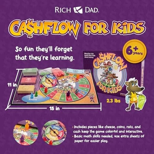 Rich Dad CASHFLOW for Kids Board Game, Children's Edition, 11 x 15 inches | Educational Money Game for Ages 6+ thumbnail 3