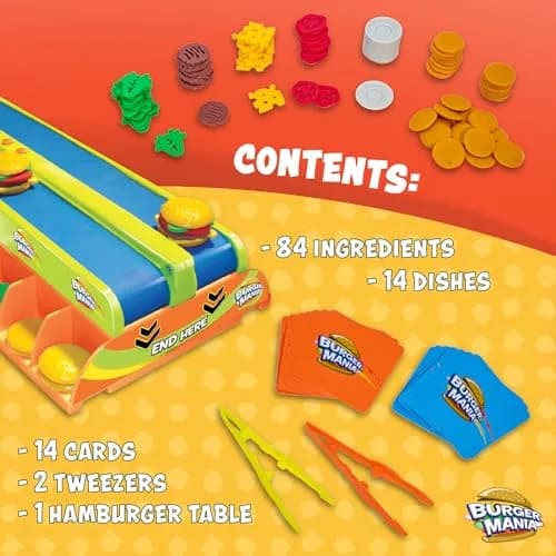 Fotorama Burger Mania Fast-Paced Conveyor Belt Building Game for Kids Ages 6 & Up | Improves Fine Motor Skills thumbnail 4