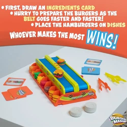 Fotorama Burger Mania Fast-Paced Conveyor Belt Building Game for Kids Ages 6 & Up | Improves Fine Motor Skills thumbnail 3