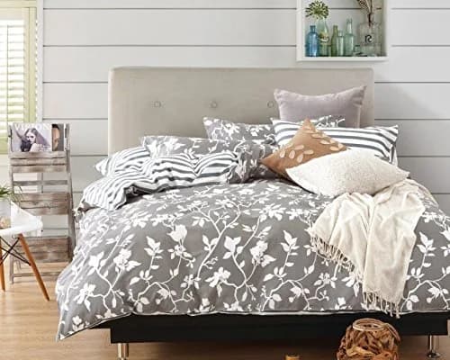 Swanson Beddings Leafy Vines 3-Piece 100% Cotton Bedding Set | Modern Reversible Duvet Cover Queen thumbnail 2