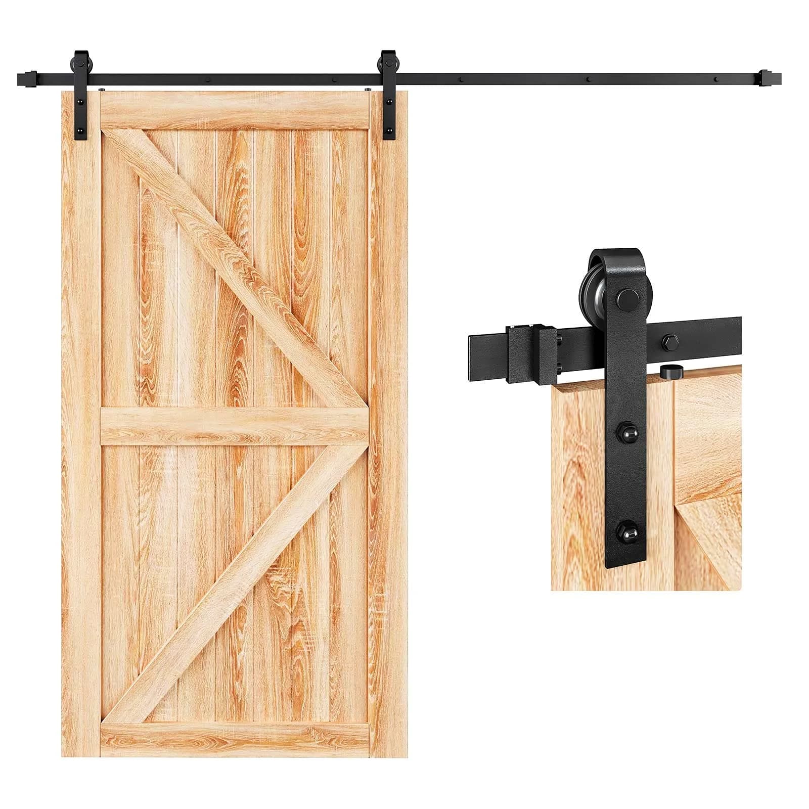 EaseLife 8 FT Sliding Barn Door Hardware Track Kit | Quiet & Smooth, Easy Install (8FT Track for 40-48" Wide Door)