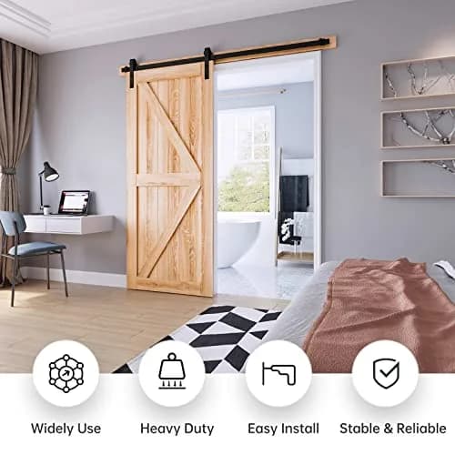 EaseLife 8 FT Sliding Barn Door Hardware Track Kit | Quiet & Smooth, Easy Install (8FT Track for 40-48" Wide Door) thumbnail 2