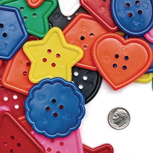Colorations Really Big Bright Buttons, 130 Pieces (1 lb / 0.45 kg), 8 Shapes, Assorted Colors | Jumbo Craft Buttons for Kids thumbnail 4
