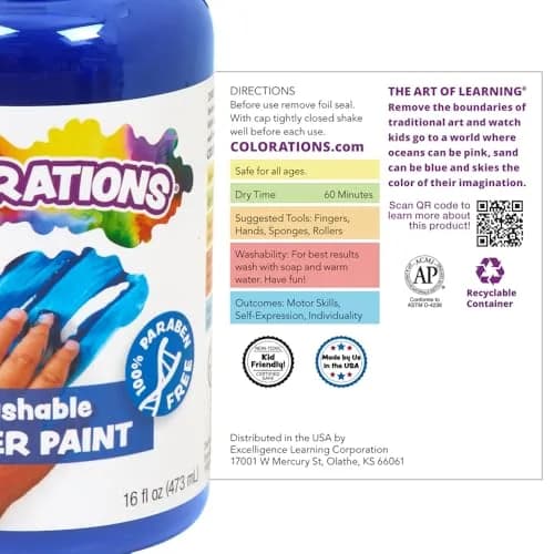 Colorations Washable Finger Paints, Brown, 16 fl oz | Non-Toxic, Paraben-Free, Made in USA thumbnail 6