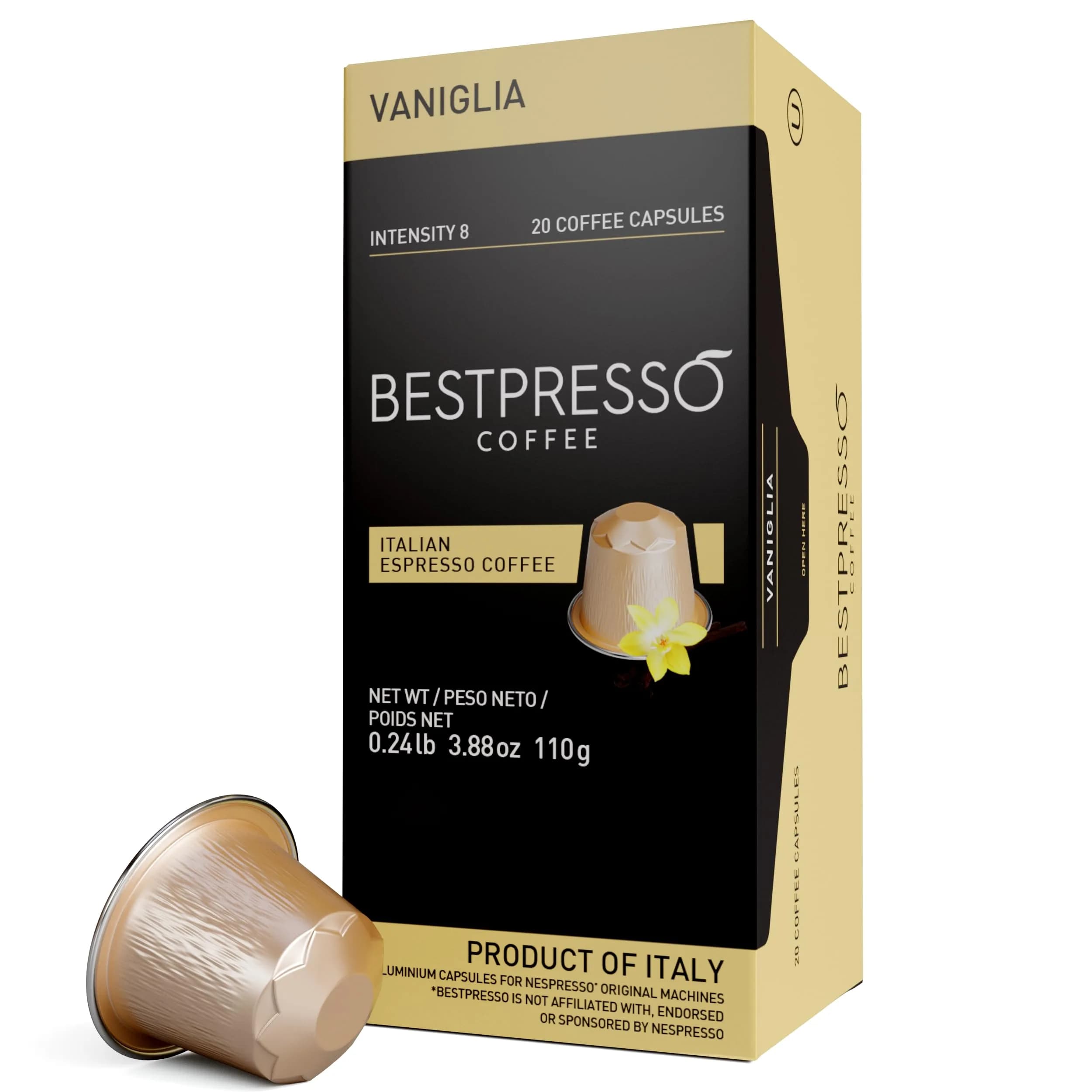 Bestpresso Coffee for Nespresso Original Machine 120 pods Vanilla | Certified Genuine Espresso