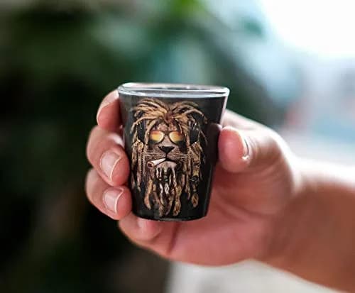 JUST FUNKY Reggae Lion 2oz Shot Glass | Animal Theme, Durable Glass, Hand Wash Only thumbnail 4