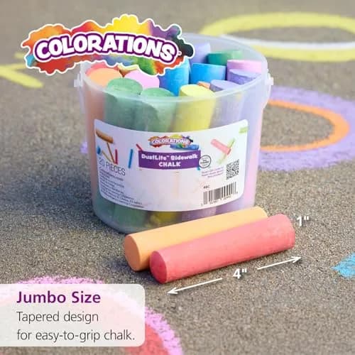 Colorations Jumbo Washable Sidewalk Chalk Set, 20 Pieces, 8 Assorted Colors | Non-Toxic, AP Certified, ASTM-D4236 thumbnail 4