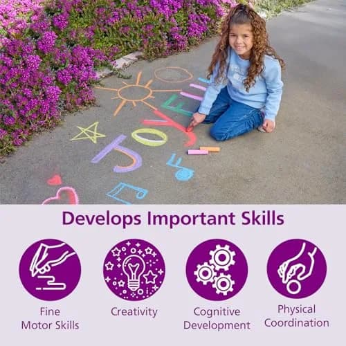 Colorations Jumbo Washable Sidewalk Chalk Set, 20 Pieces, 8 Assorted Colors | Non-Toxic, AP Certified, ASTM-D4236 thumbnail 3