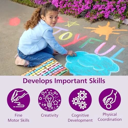 Colorations Jumbo Washable Sidewalk Chalk, 126 Pieces (4" x 1" Each) | Vibrant Colors for Outdoor Art thumbnail 4