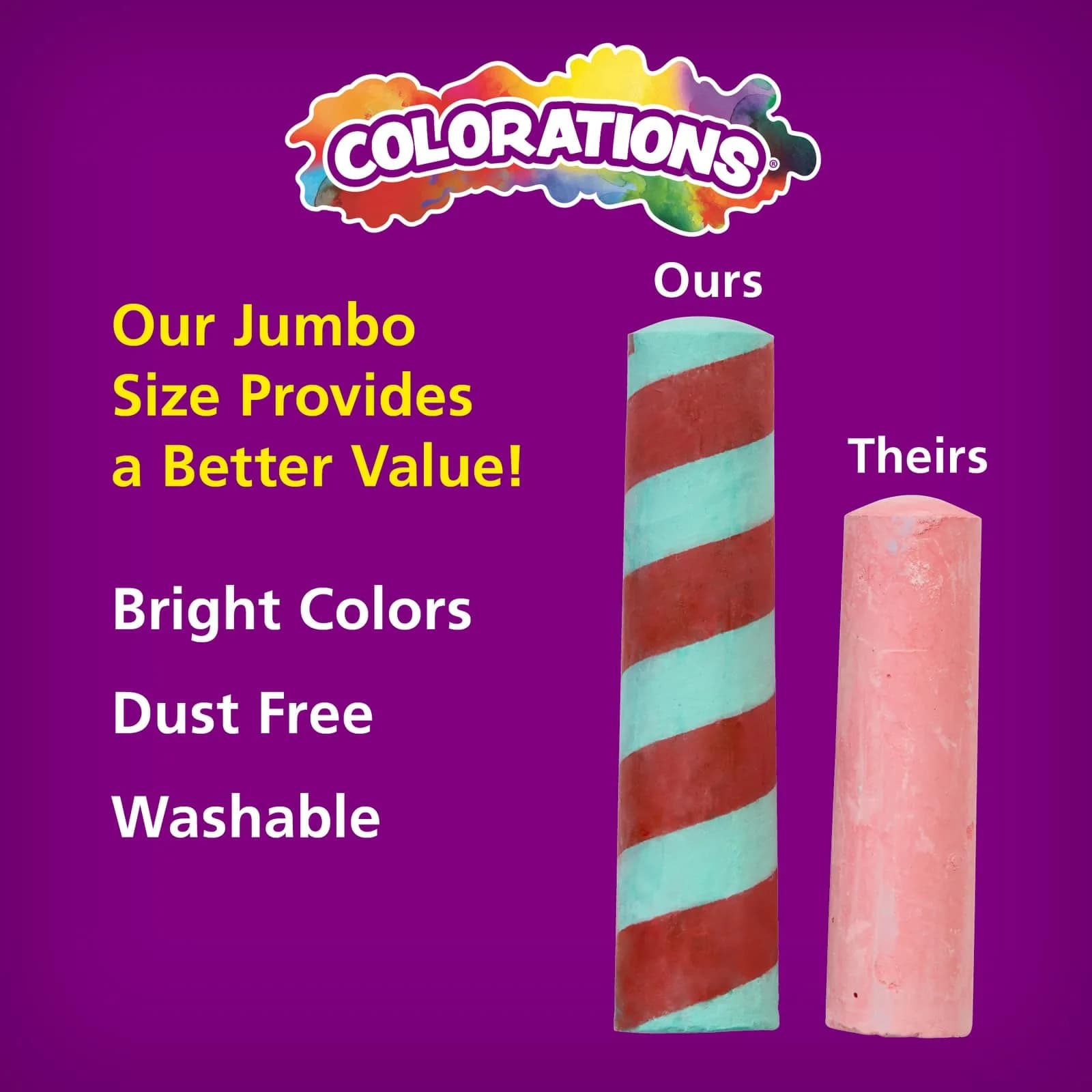 Colorations Sidewalk Chalk Jumbo Bulk Set with Patterns, 50 Pieces - Assorted Colors - view 5