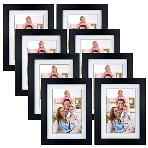 Giftgarden 4x6 Picture Frame Set of 8 | Wall & Tabletop Display with White Mats, Black Finish thumbnail 1