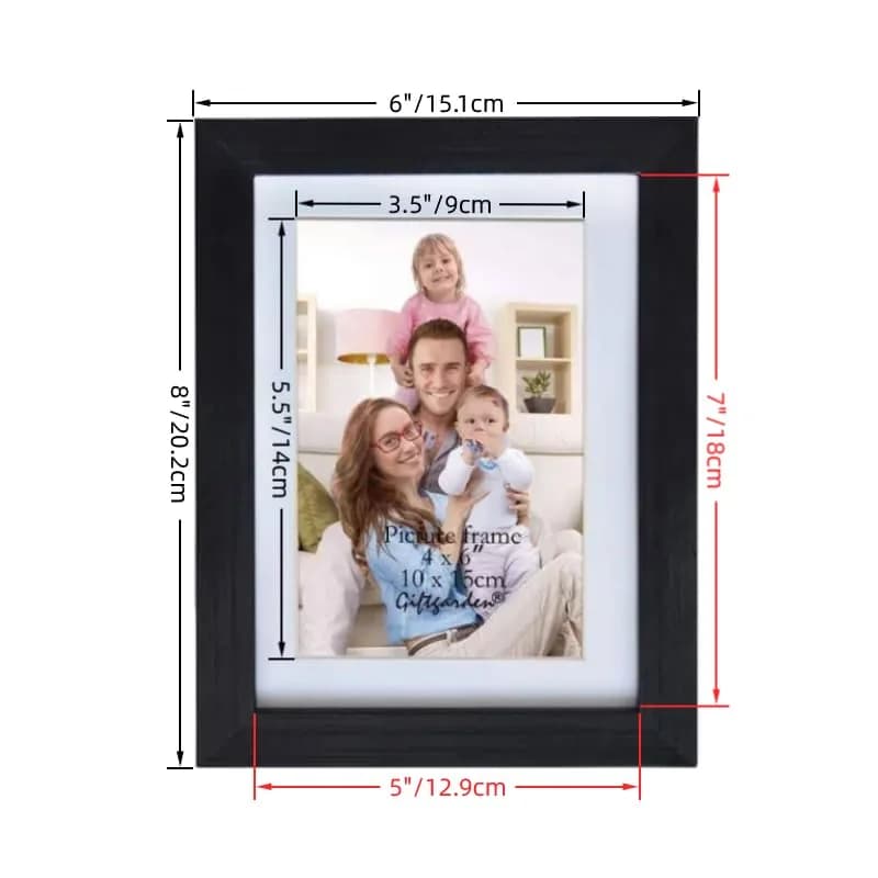 Giftgarden 4x6 Picture Frame Set of 8 | Wall & Tabletop Display with White Mats, Black Finish thumbnail 5