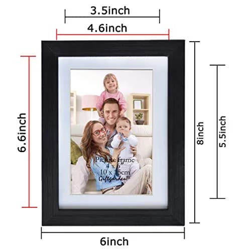 Giftgarden 4x6 Picture Frame Set of 8 | Wall & Tabletop Display with White Mats, Black Finish thumbnail 3