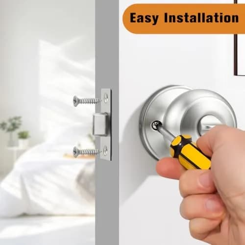 Probrico Brushed Nickel Door Knobs, Privacy Lock for Bathroom & Bedroom, 10 Pack | Easy Install, ANSI Grade 3 Certified thumbnail 4