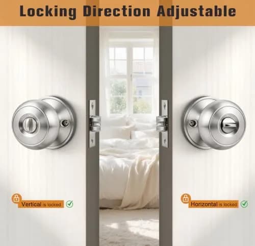 Probrico Brushed Nickel Door Knobs, Privacy Lock for Bathroom & Bedroom, 10 Pack | Easy Install, ANSI Grade 3 Certified thumbnail 6