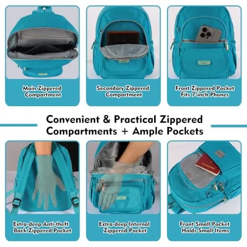 AOTIAN Mini Backpack for Women, Lightweight Nylon Small Daypack | Compact & Durable thumbnail 4