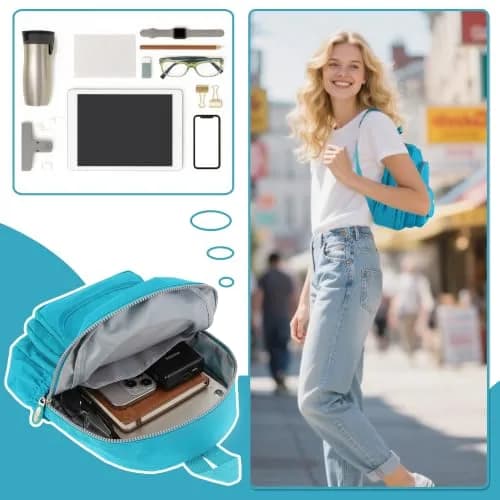 AOTIAN Mini Backpack for Women, Lightweight Nylon Small Daypack | Compact & Durable thumbnail 7