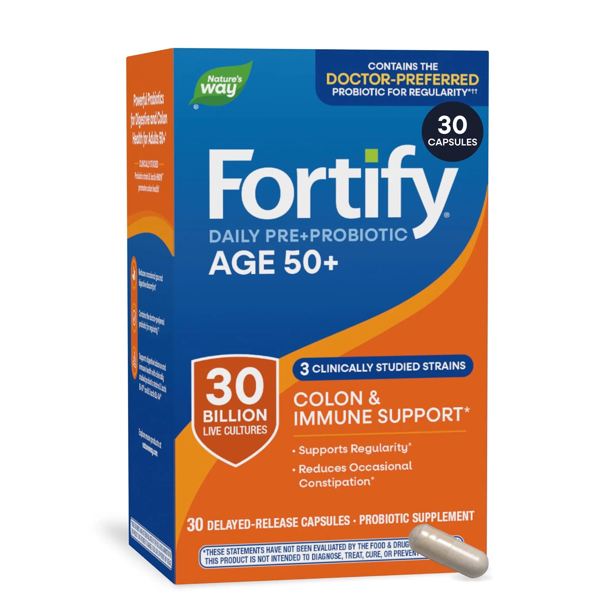 Nature's Way Fortify 30 Billion Daily Pre+Probiotic for Adults 50+ | Supports Digestive & Immune Health