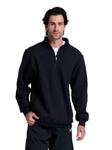 Russell Athletic Dri-Power Fleece 1/4 Zip Cadet Black Medium | Moisture-Wicking, Relaxed Fit, US Imported thumbnail 1