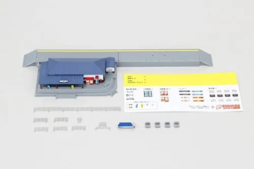 Rokuhan Z Scale S047-1 Train Station Set Blue Color | Miniature Toy Building for Model Trains thumbnail 2
