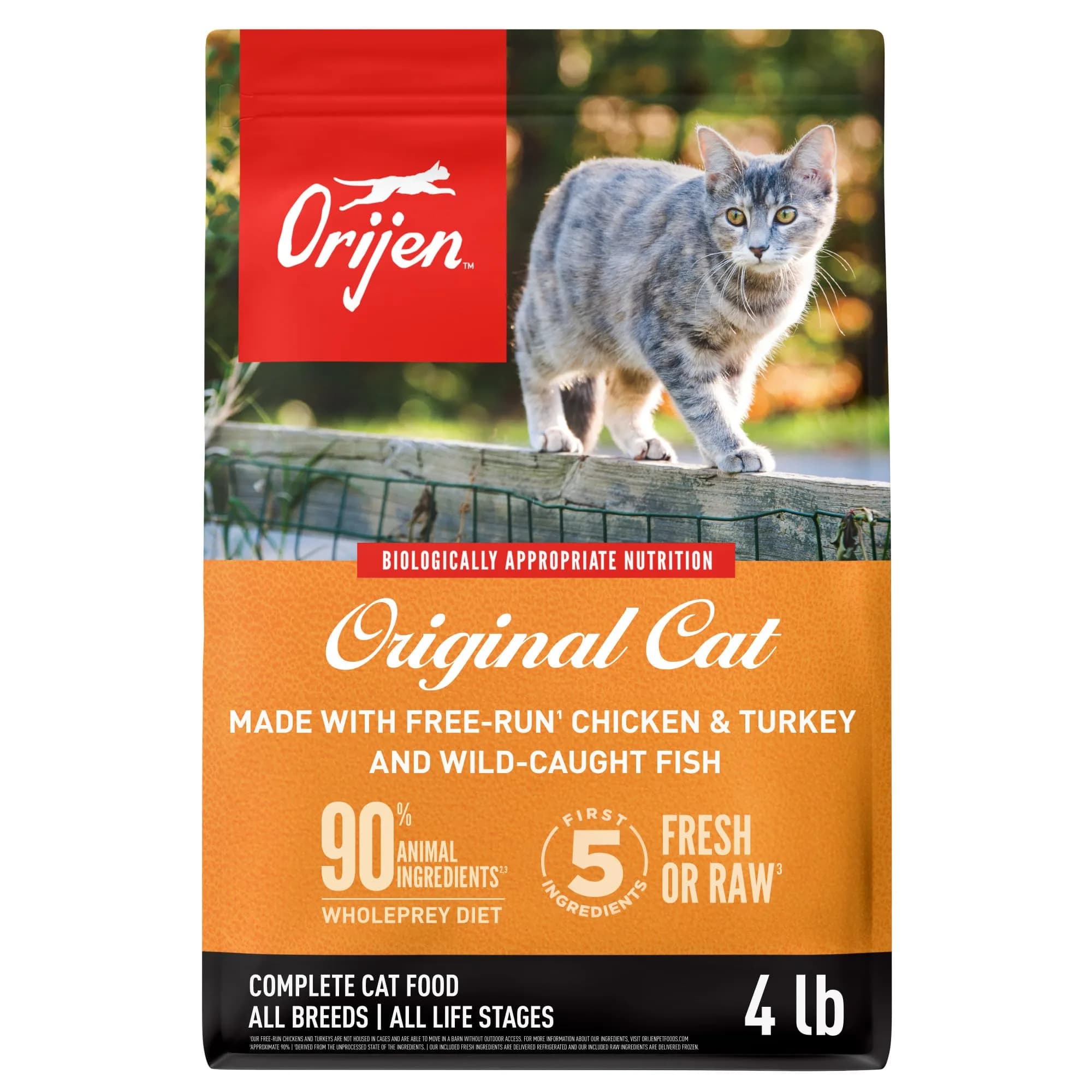 ORIJEN Grain Free WHOLEPREY Dry Cat Food 4lb | High Protein, Raw Flavor, Supports Digestion & Coat