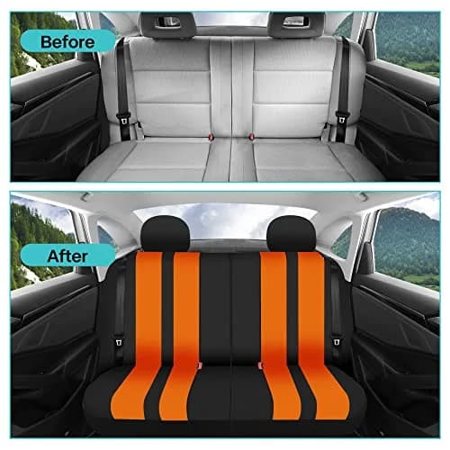 FH Group Orange Polyester Car Seat Covers - Full Set with Front & Rear, Universal Fit, Waterproof, Airbag Compatible (Full Set, Orange) thumbnail 7