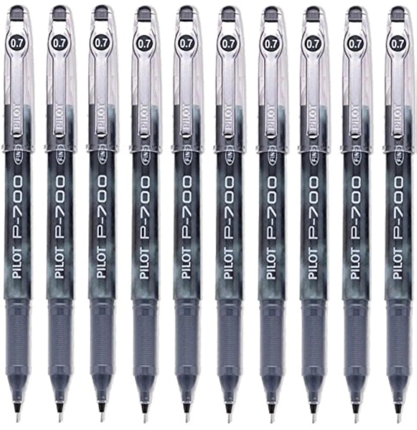 PILOT P-700 Rollerball Stick Gel Pen, Black Ink, Fine Point 10-Pack | Smooth Writing Gel Pens for Students and Office — Black