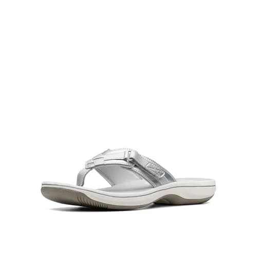 Clarks Breeze Sea Flip-Flop 9 | Silver Synthetic, Lightweight & Comfortable (70-120 chars) thumbnail 1