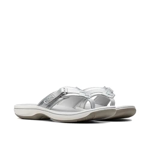 Clarks Breeze Sea Flip-Flop 9 | Silver Synthetic, Lightweight & Comfortable (70-120 chars) thumbnail 6