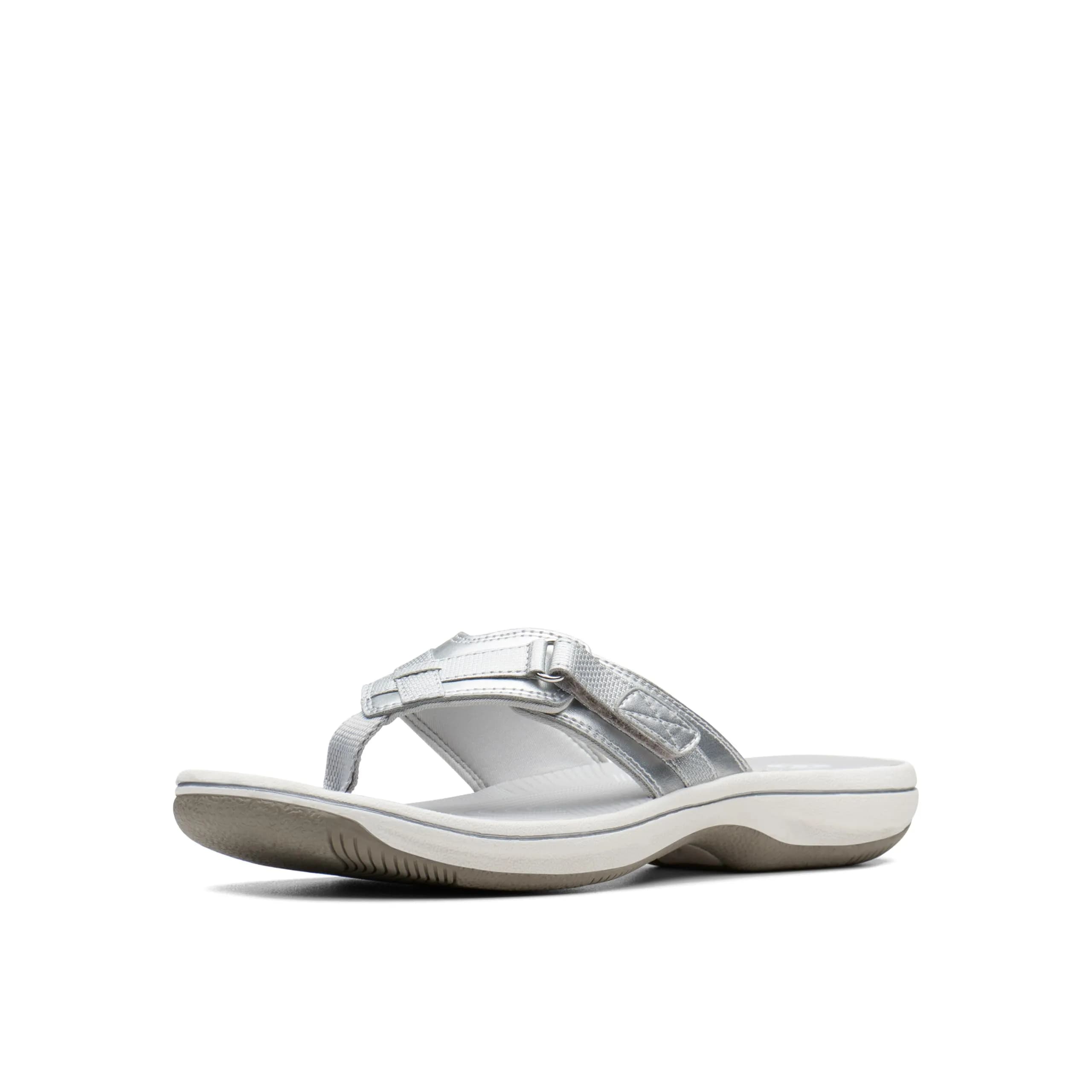 Clarks Breeze Sea Flip-Flop 9 | Silver Synthetic, Lightweight & Comfortable (70-120 chars)