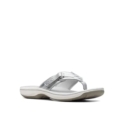 Clarks Breeze Sea Flip-Flop 9 | Silver Synthetic, Lightweight & Comfortable (70-120 chars) thumbnail 9