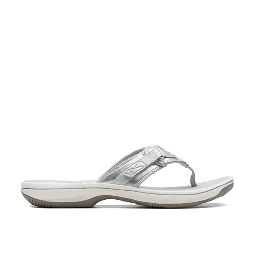 Clarks Breeze Sea Flip-Flop 9 | Silver Synthetic, Lightweight & Comfortable (70-120 chars) thumbnail 3