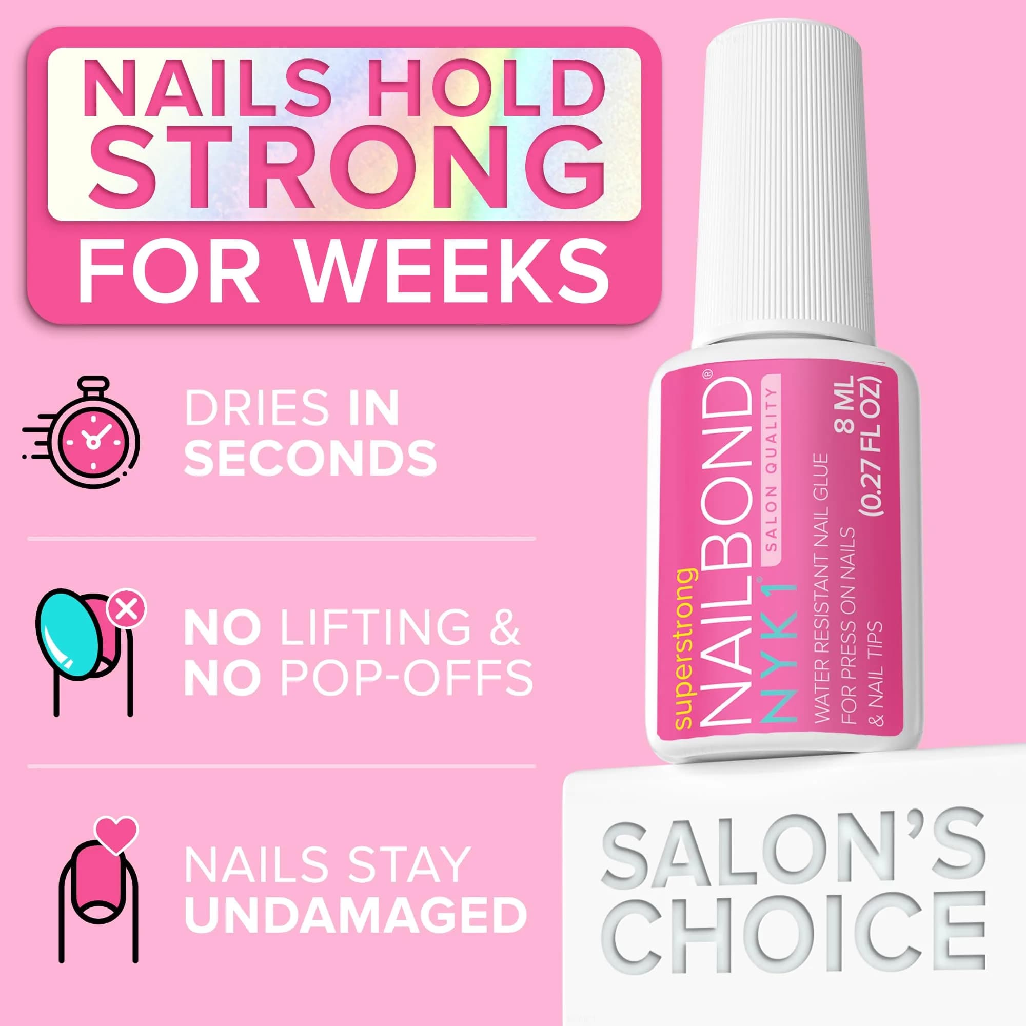 NYK1 NailBond Super Strong Nail Glue for Press On Nails, Nail Tips & Acrylics | 8ml (0.27 Fl Oz) - view 6
