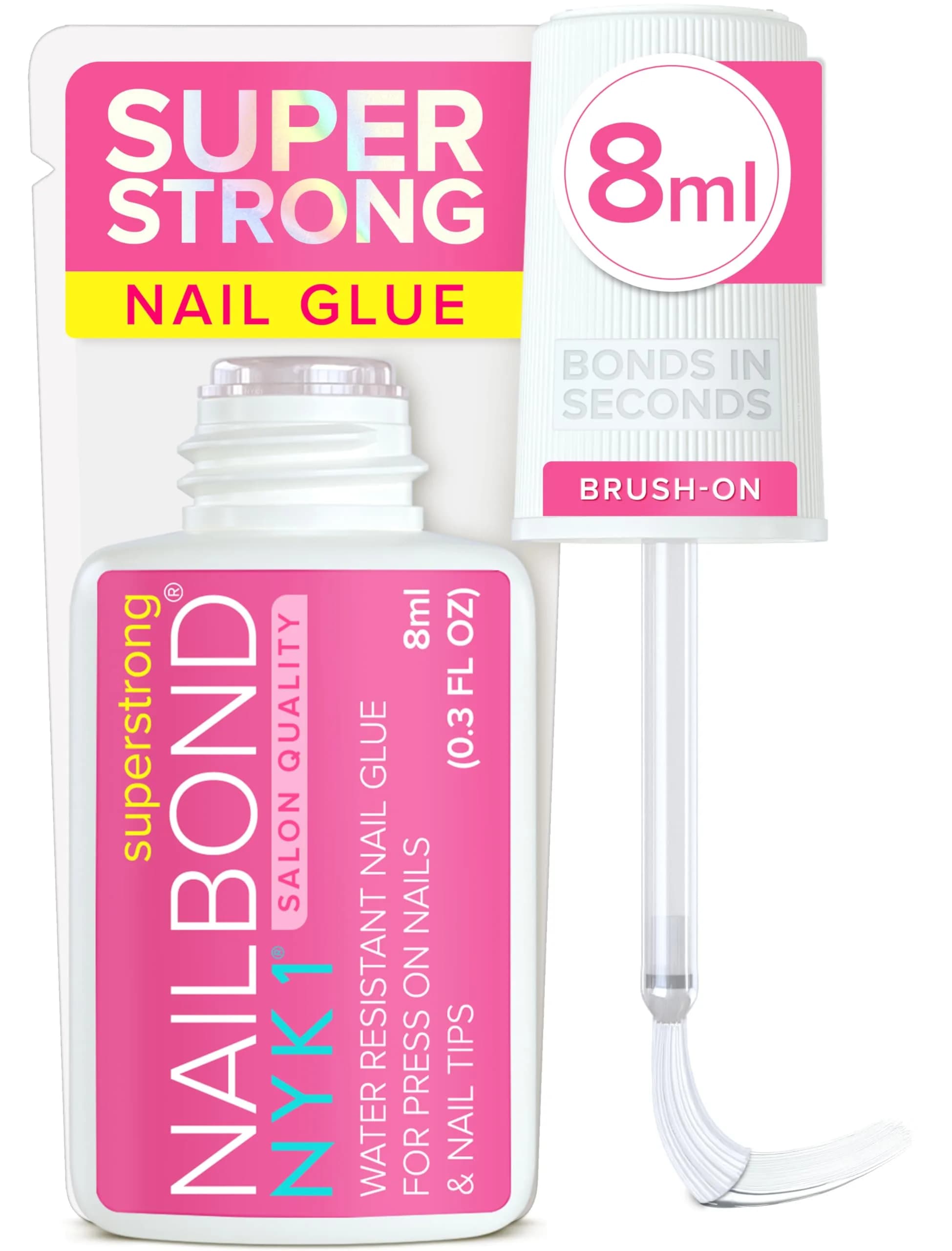 NYK1 NailBond Super Strong Nail Glue for Press On Nails, Nail Tips & Acrylics | 8ml (0.27 Fl Oz) - main product image