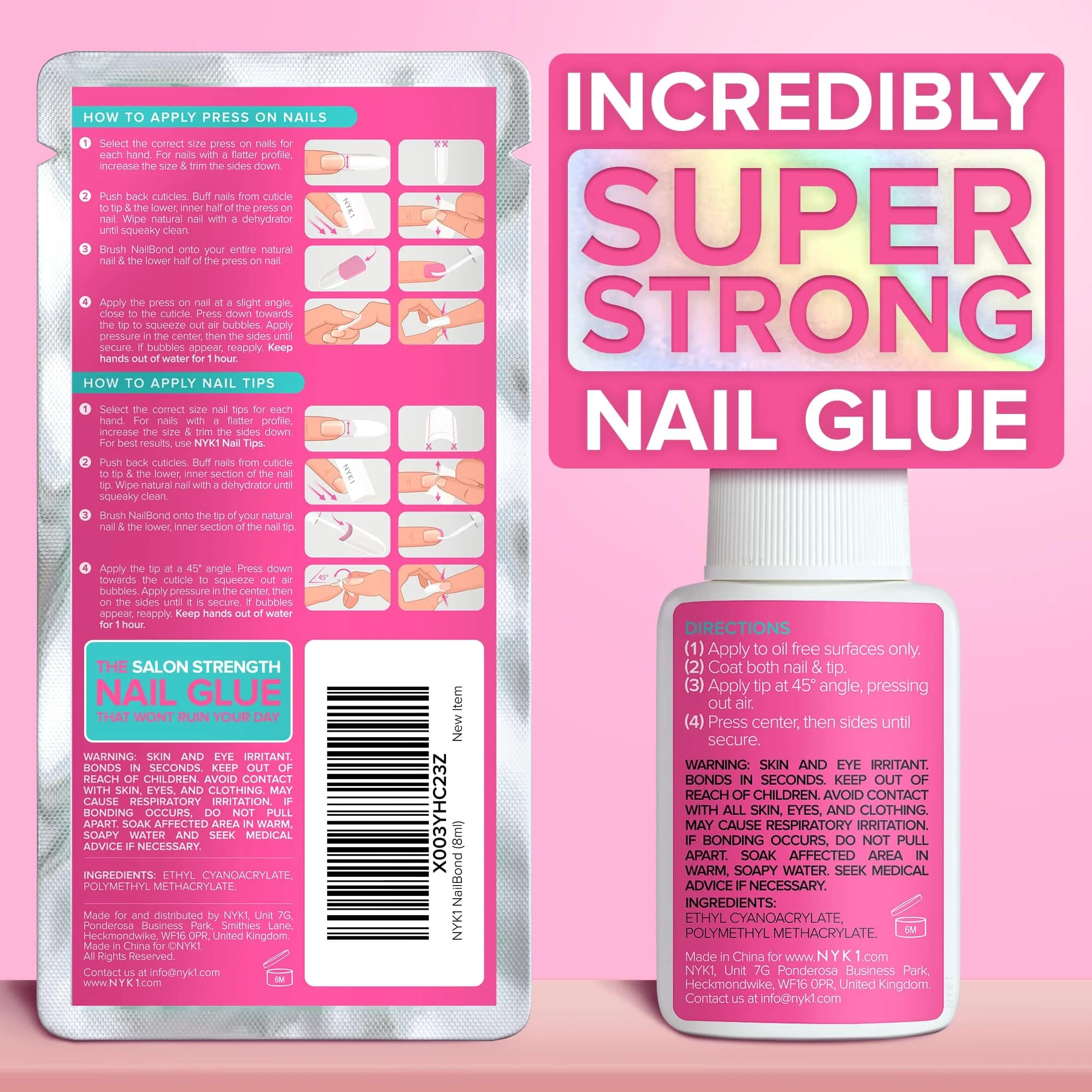 NYK1 NailBond Super Strong Nail Glue for Press On Nails, Nail Tips & Acrylics | 8ml (0.27 Fl Oz) - view 8