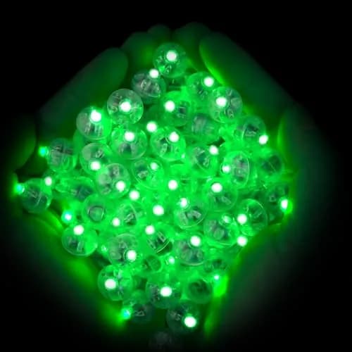 Neo LOONS Green Round LED Balloon Lights 100 Count | 24+ Hour Standby, 1.7cm Diameter thumbnail 1